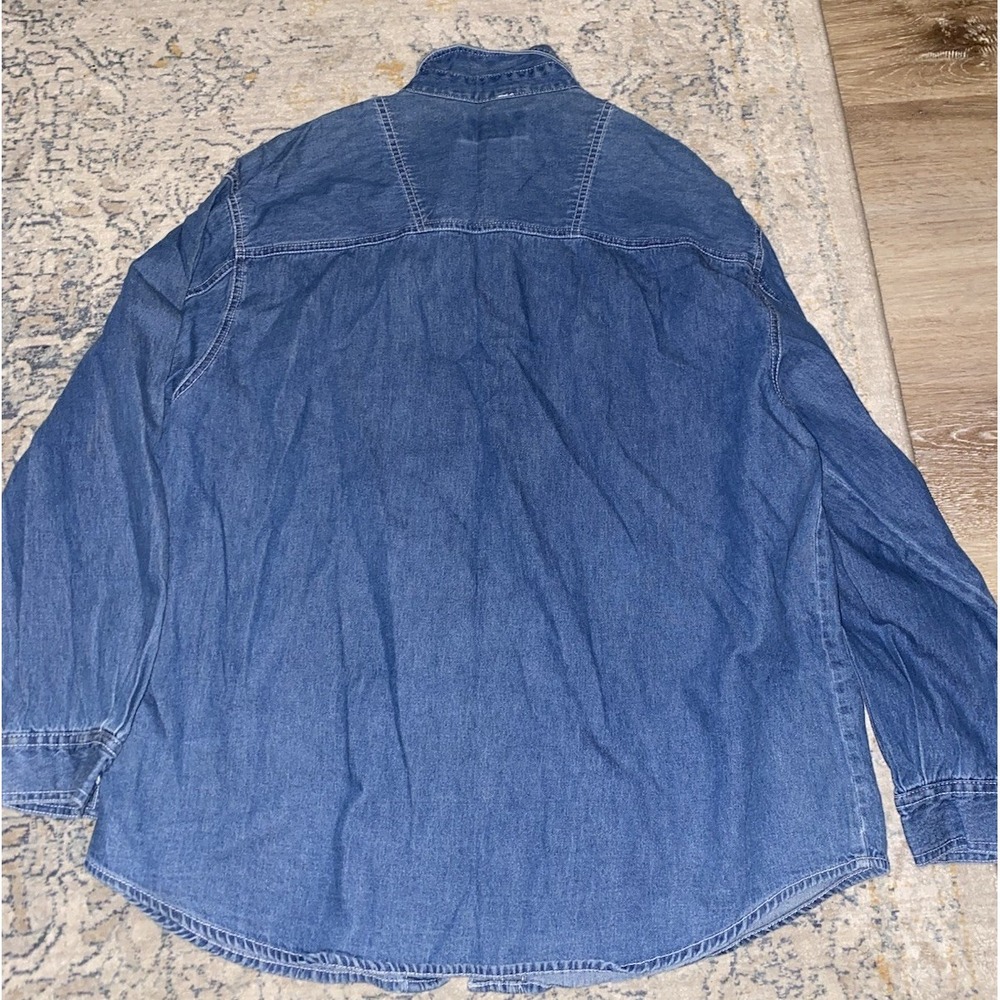 Route 66 Blue Jean Long Sleeve Shirt 100% Cotton Size Large - Picture 6 of 7